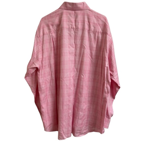 David Donahue Men Size XL Pink Tartan Plaid 100% Cotton Long Sleeve Dress Shirt - Picture 2 of 7
